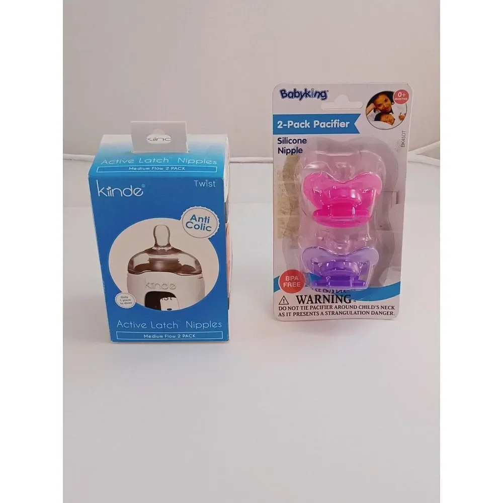 Kinde Twist Active Latch‎ Nipples Medium Flow 2 Pack & 2 Pack Pacifier 👶🚼